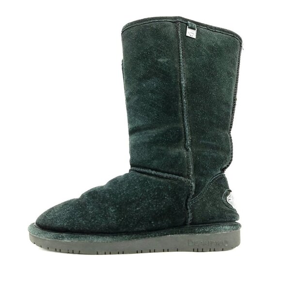 Bearpaw Women's 6 Suede Black Slip-On Modern Winter Boots Sheepskin Lined - Picture 3 of 11